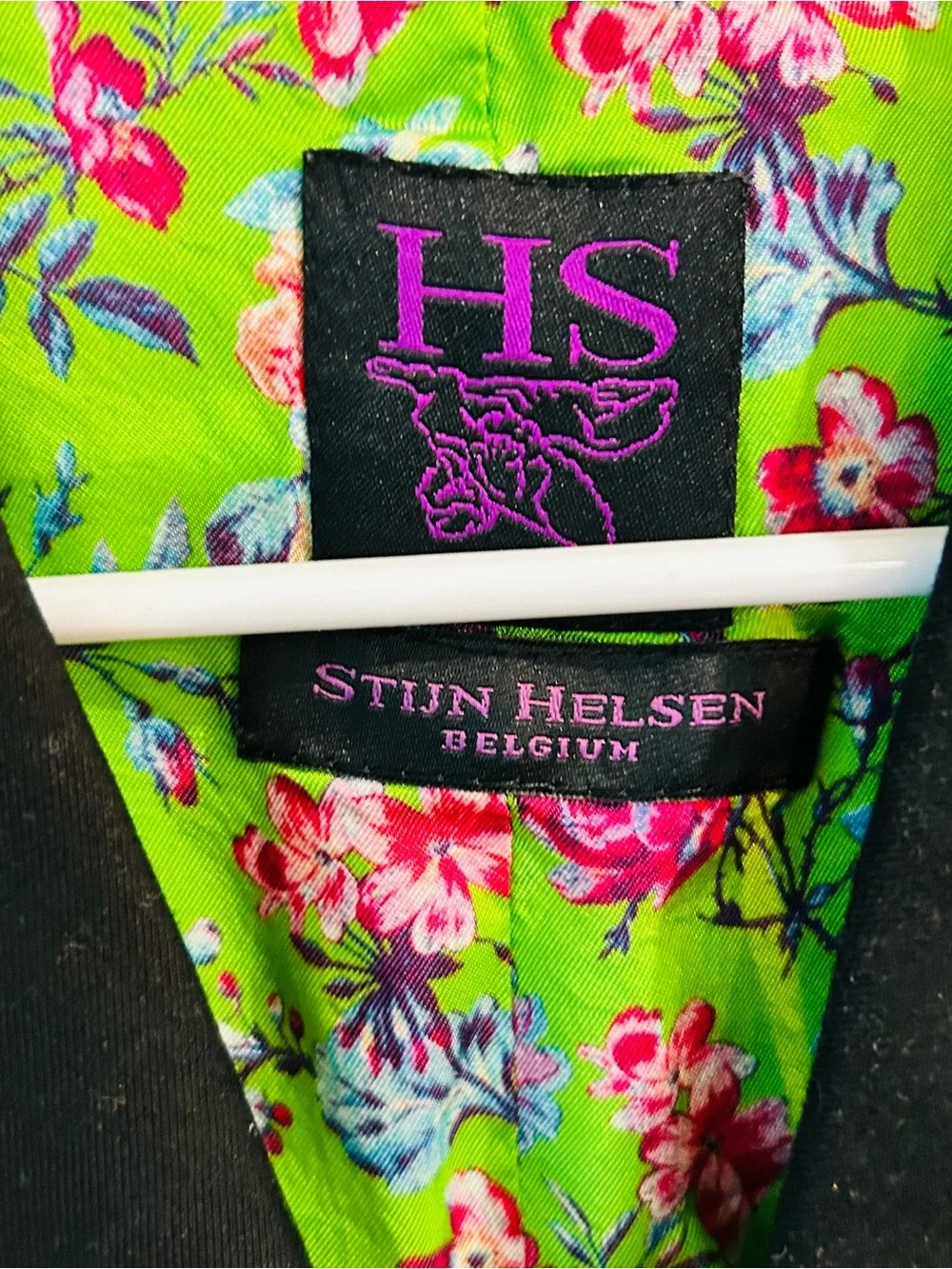 Stylish Black Men's Vest with Vibrant Green Floral Lining